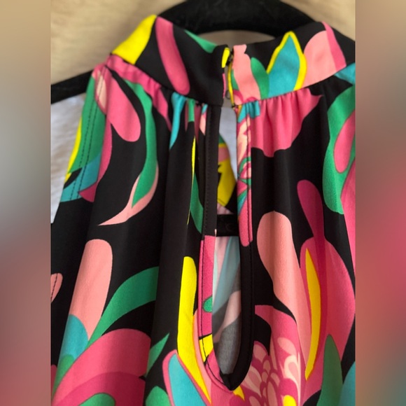 Trina Turk Multicolor Floral Print Halter Mini Dress Size L - Picture 6 of 7